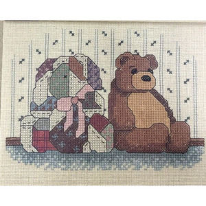 Vintage Cross Stitch Notes Blank Card Set of 8 Teddy Bear Stationery Envelopes